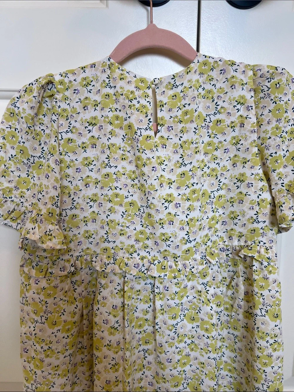 Hayden Yellow Floral Ruffle-Trim Casual Dress